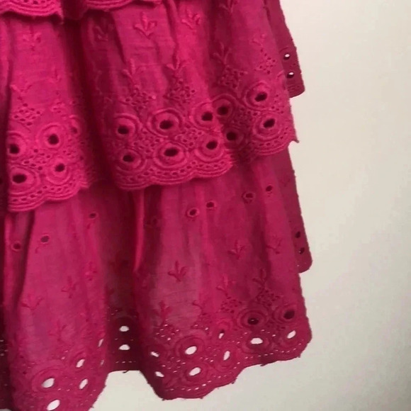 House of Harlow 1960 pink eyelet tiered cotton skirt Medium New with Tags - Picture 4 of 8